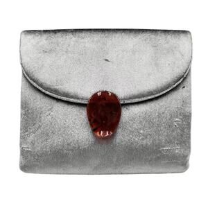 Vtg Crown Lewis Silver Velvet Envelope Clutch Tortoiseshell Gold Chain Strap